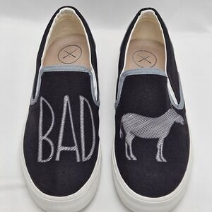 Inkkas Bad A$$ Slip On Shoes Womens Size 8.5 Men 6.5 Black Donkey Vegan